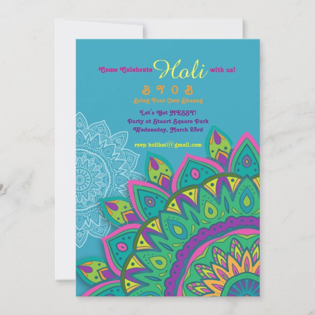 Blue Holi Einladung (Vorderseite)