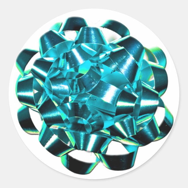Blue Holiday Bow Weihnachtssaison Sticker (Vorderseite)