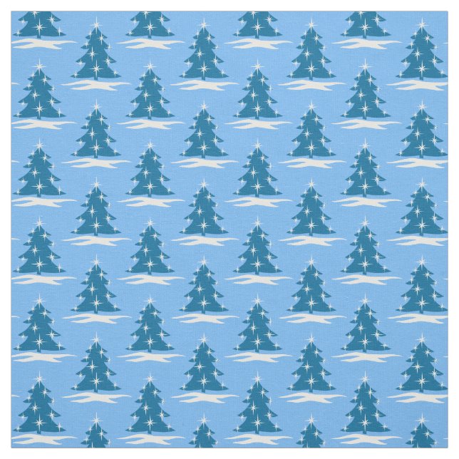 Blue Holiday Fabric Blauer Weihnachtsbaum Stoffe (Muster)