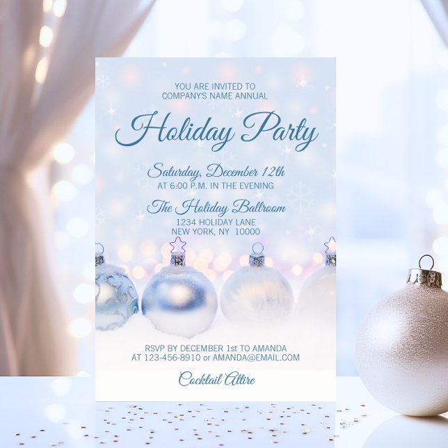 Blue HOLIDAY PARTY Office Company Mitarbeiter Einladung (Blue HOLIDAY PARTY Office Company Work Employees Invitation)
