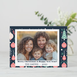 Blue Holiday Print Foto Weihnachtskarte Feiertagskarte