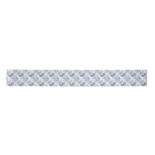 Blue Holiday Ribbon mit französischem Blumenmuster Satinband