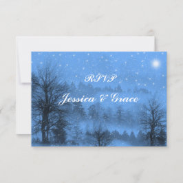 Blue, Holiday, Winter Wedding Response Card RSVP Karte