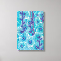 Blue Hollyhock Mallow Malva Blume Blumenbemalung