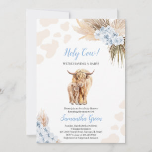 Blue Holy Cow Baby Dusche Einladung