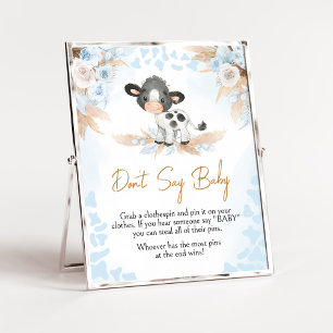 Blue Holy Cow Baby Shower Say Baby nicht Poster