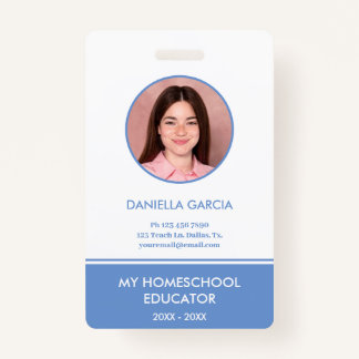 Blue Homeschool Lehrer-ID-Abzeichen Ausweis