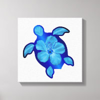 Blue Honu Turtle und Hibiskus