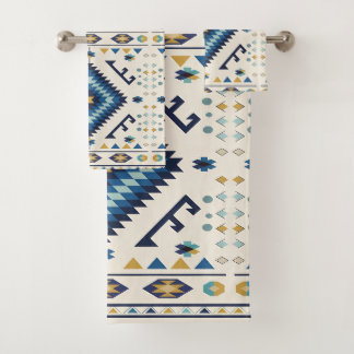 Blue Horizon Nomad – Minimalistischer tribaler Dia Badhandtuch Set