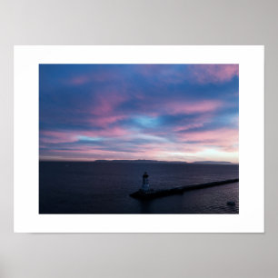 Blue Horizon Sunset Sky Color Fotografie Poster