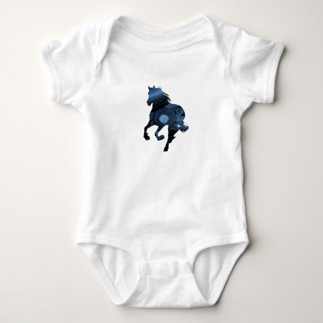 Blue Horse Baby Bodysuit Strampler (Vorderseite)