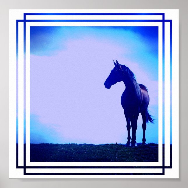 Blue Horse Design Poster Print (Vorne)