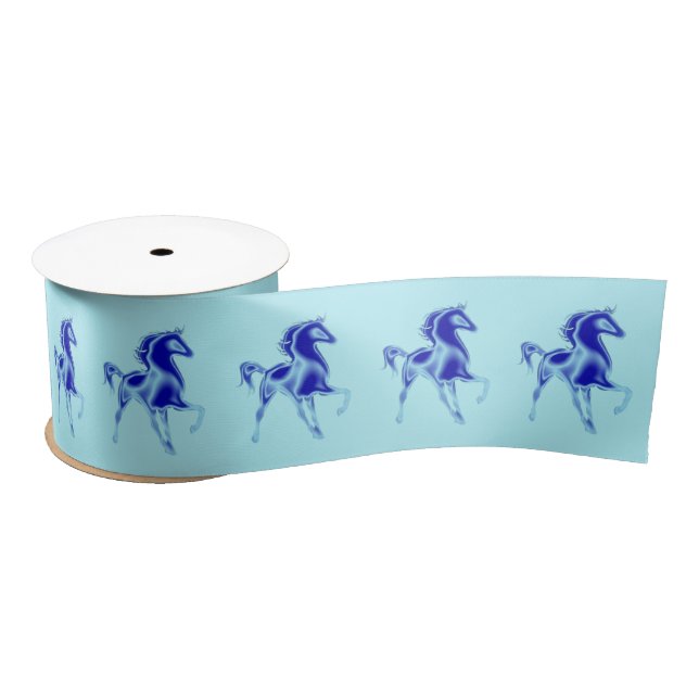 Blue Horses Satin Ribbon Satinband (Spule)