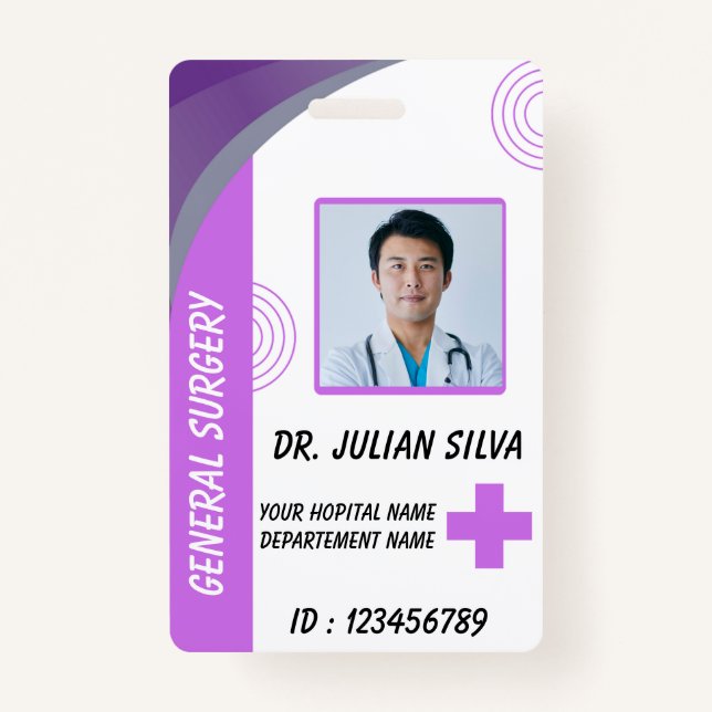 Blue Hospital Employee ID Badge Template Ausweis (Vorderseite)