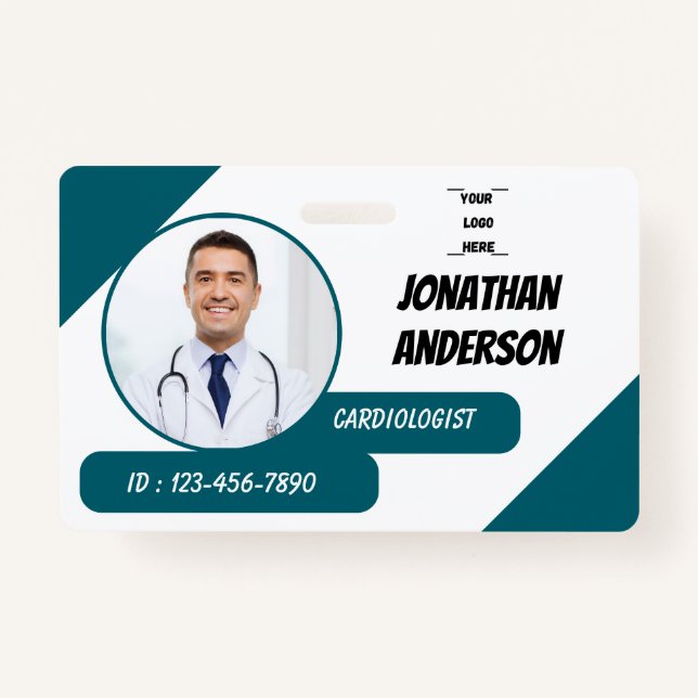 Blue | Hospital Medical Employee Photo ID Badge Ausweis (Vorderseite)