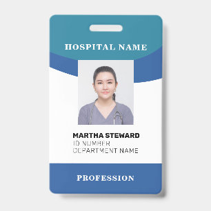 Blue Hospital Nurse Medical Employee Foto Company Ausweis