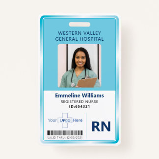 Blue Hospital Nurse Mitarbeiter Foto ID Ausweis