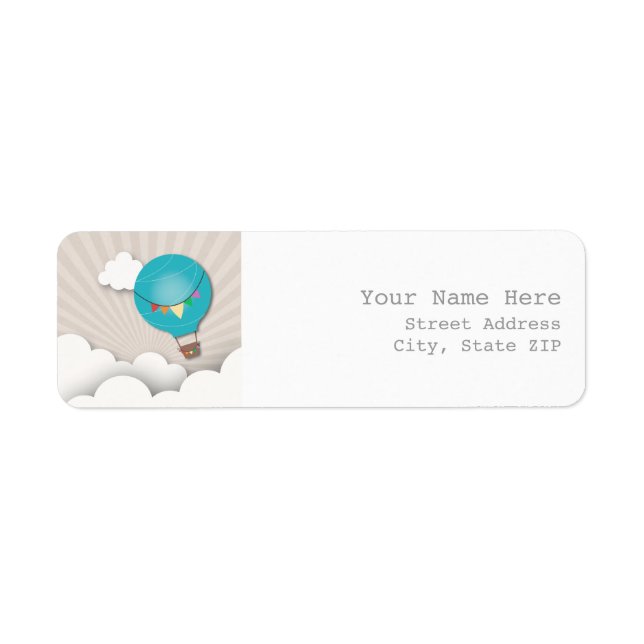 Blue Hot Air Ballon Address Label (Vorne)