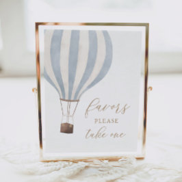 Blue Hot Air Ballon Baby Dusche Favorit Schild