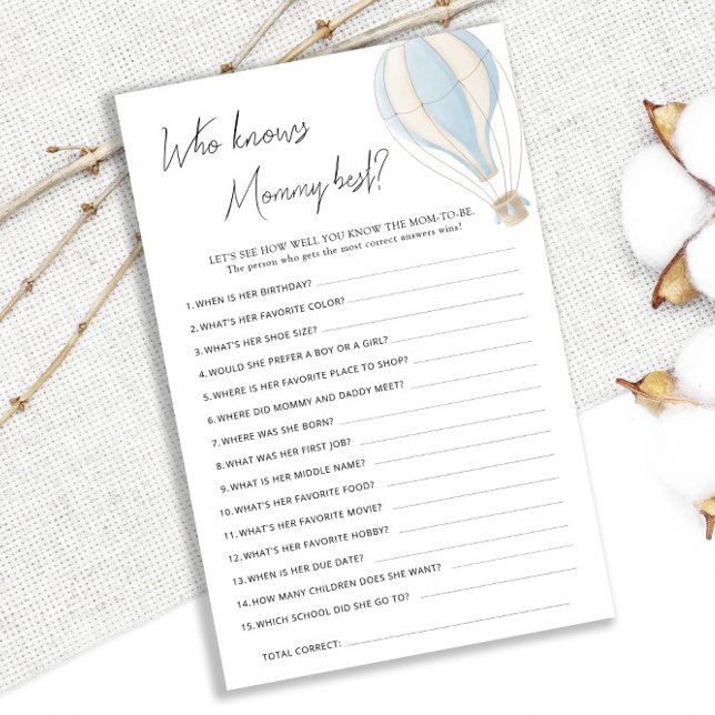 Blue Hot Air Ballon Baby Dusche weiß Mommy Best (Von Creator hochgeladen)