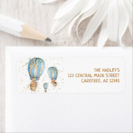 Blue Hot Air Ballon Birthday Rücksendeadresse