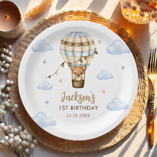 Blue Hot Air Ballon Boy 1. Geburtstag Pappteller
