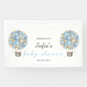 Blue Hot Air Ballon Boy Baby Dusche Banner