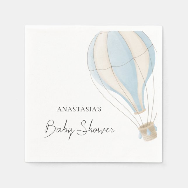 Blue Hot Air Ballon Boy Baby Dusche Serviette (Vorderseite)