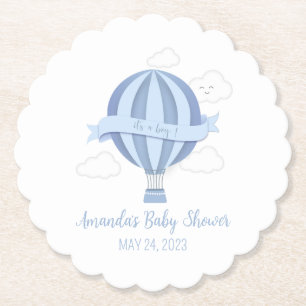 Blue Hot Air Ballon Boy Baby Dusche Untersetzer
