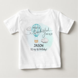 Blue Hot Air Ballon Boy Erster Geburtstag Baby T-shirt