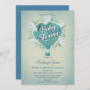 Blue Hot Air Ballon Boys Baby Dusche Einladung