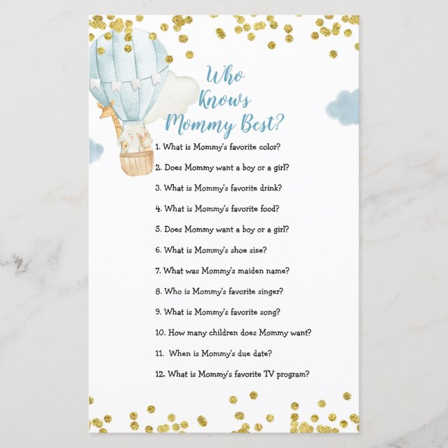 Blue Hot Air Ballon, der Mommy Best Game kennt (Vorderseite)