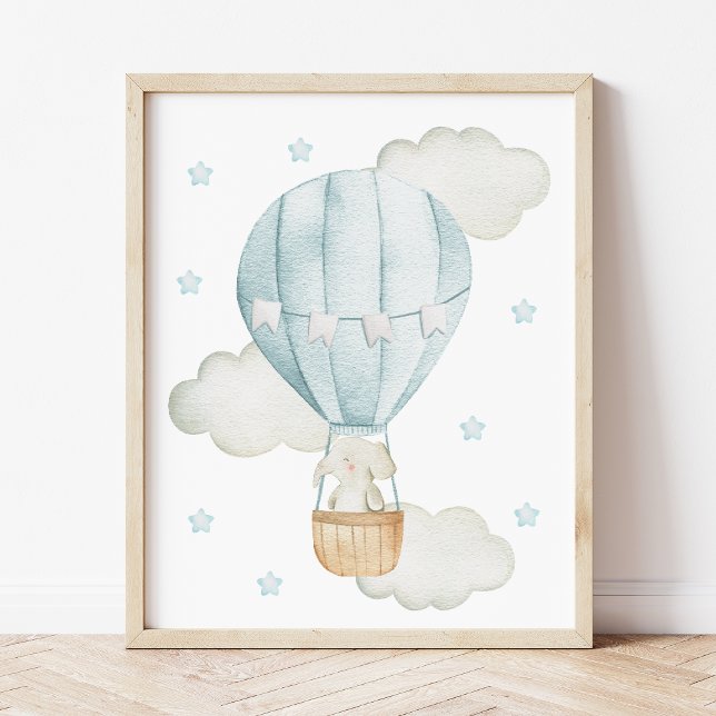 Blue Hot Air Ballon, Elephant, Sterne, Junge Kinde Poster (Von Creator hochgeladen)