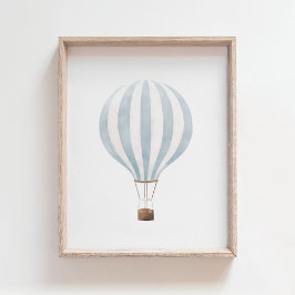 Blue Hot Air Ballon Kinderzimmer Decor Poster