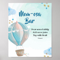 Blue Hot Air Ballon Momosa Bar Baby Dusche