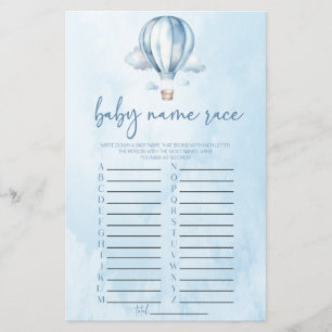 Blue Hot Air Ballon Name Race Baby Showspiel