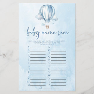 Blue Hot Air Ballon Name Race Baby Showspiel