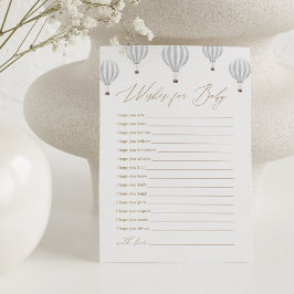 Blue Hot Air Balloon Baby Dusche Wünsche für Baby Einladung