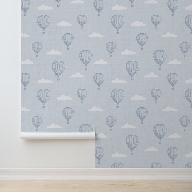 Blue Hot Air Balloon Baby Kinderzimmer Tapete (Anwendung)