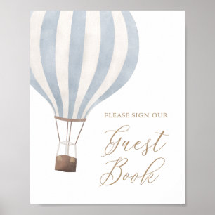 Blue Hot Air Balloon Baby Showbuchsignatur Poster