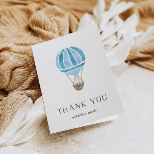 Blue Hot Air Balloon Personalized Thank You Card Dankeskarte