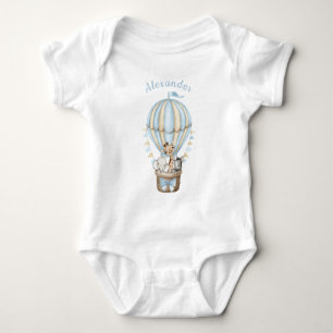 Blue Hot Air Balloon Safari Tiere Baby Bodysuit Strampler