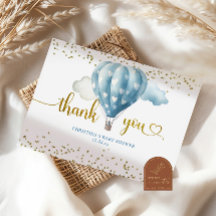 Blue Hot Air Balloon Thank You Card