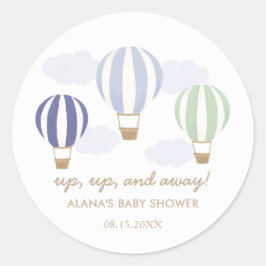 Blue Hot Air Balloons Boy Baby Shower Classic Roun Runder Aufkleber