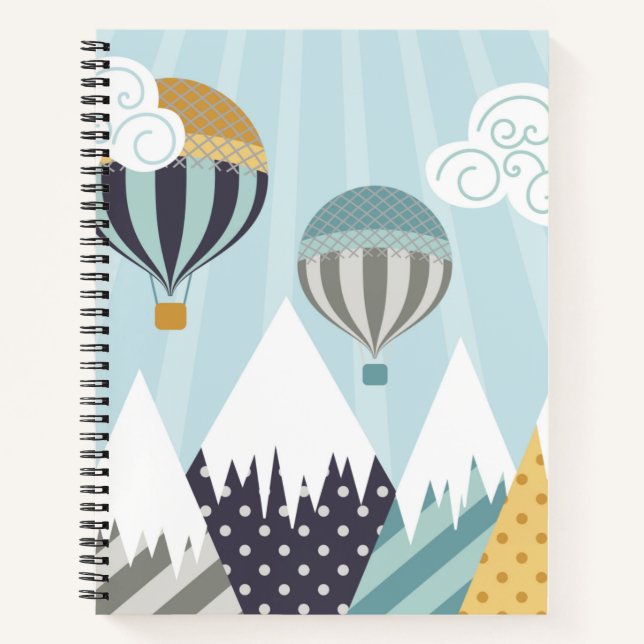 Blue Hot Air Balloons Notizbuch (Vorderseite)