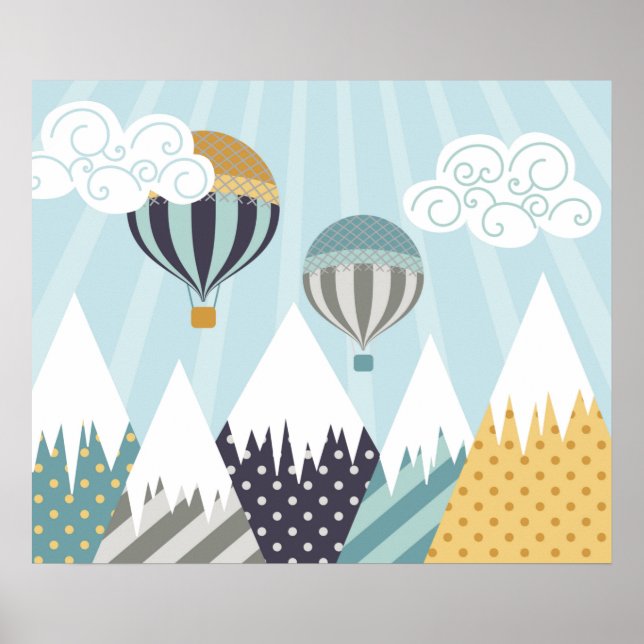 Blue Hot Air Balloons Poster (Vorne)