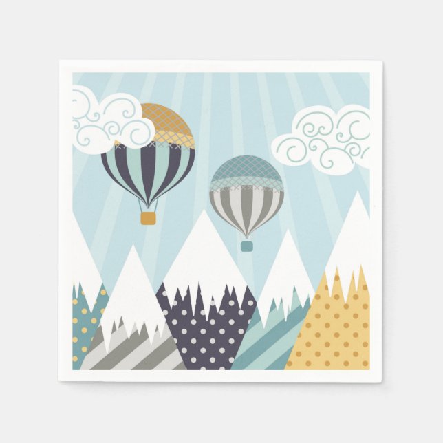 Blue Hot Air Balloons Serviette (Vorderseite)