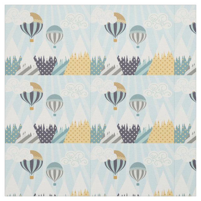 Blue Hot Air Balloons Stoff (Muster)