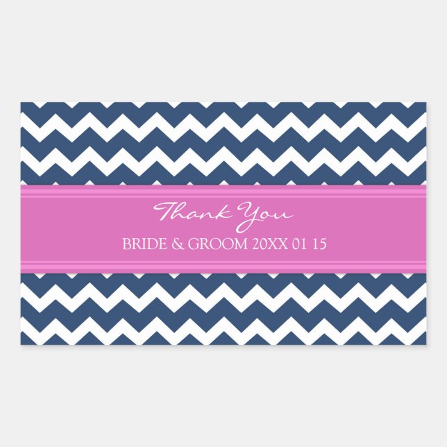 Blue Hot Pink Zickzack Vielen Dank Gastgeschenk Ho Rechteckiger Aufkleber (Vorderseite)