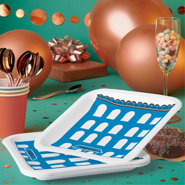 Blue Hotel Gebäude Pappteller (Von Creator hochgeladen)